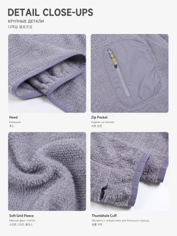 Unisex THERMOLITE® All Season Thermal Hoodie 190g Ultralight Breathable Fleece Mid Layer with Thumbholes & Zip Pocket