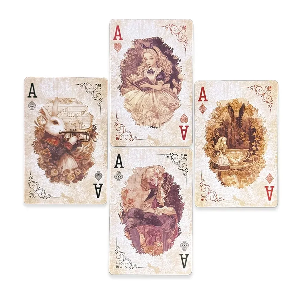 55Pcs Alice in Wonderland Playing Cards Luxury Retro Style Board Game Card Vintage Anime Poker Cards for Collection Gift