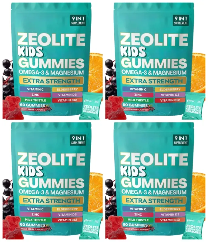 Kids Multivitamin Gummies with Omega 3 Magnesium Zinc Vitamin C D3 B12 Mixed Berry Flavor Daily Wellness Supplement 60 Gummies