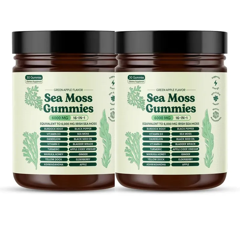 Sea Moss Gummies 16-in-1 with Black Seed Oil Ashwagandha Irish Seamoss Gummies Boosts Immune Support Wellness and Digestion