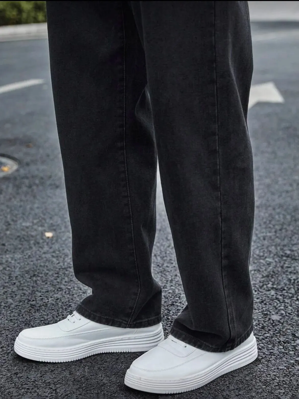 Men's Straight Jeans - Relaxed Fit with Great Drape Tummy & Slimming Dark Grey Wash