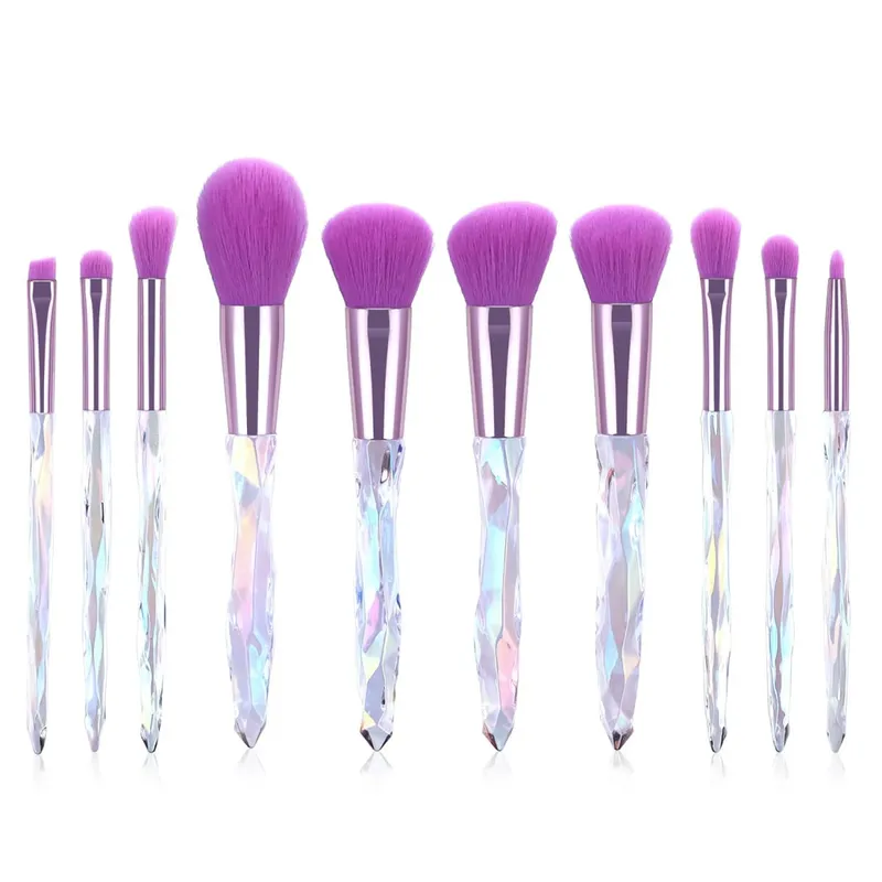 Purple Crystal Handle Makeup Brush Set Soft Synthetic Hair Foundation Blush Eye Shadow Cosmetic Brushes Kit — image 11