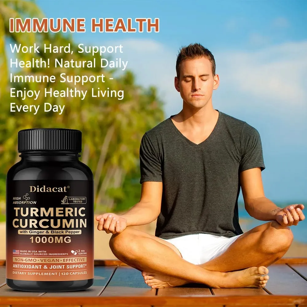 Turmeric Curcumin with Ginger & Black Pepper 1000mg High Absorption Antioxidant & Immune Support 30/60/120 Capsules