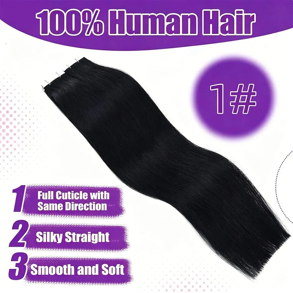 Tape sa Mga Extension ng Buhok Straight Remy Buhok ng Tao Seamless Invisible Skin Weft Remy Double Sided Adhesive Vietnamese Human Hair 50g/pack 16-26 pulgada