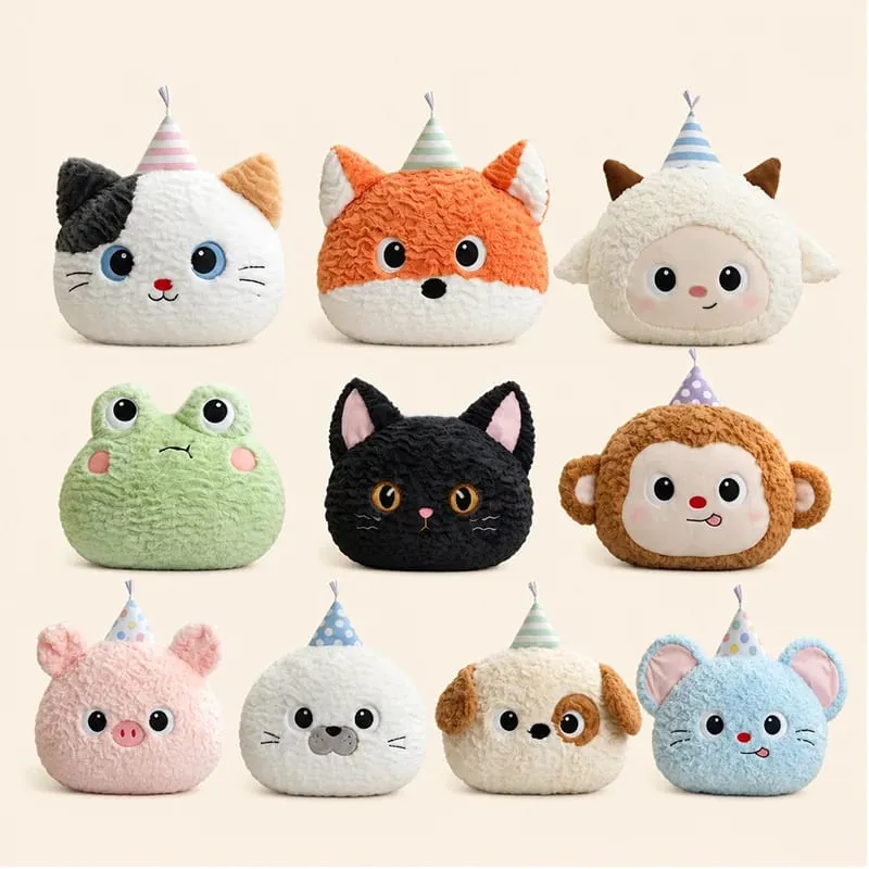 40CM Kawaii Cartoon Animal Plush Pillow Soft Stuffed Soft Fox Sheep Frog Cat Seal Dog Pig Cushion Funny Home Decoration Gifts