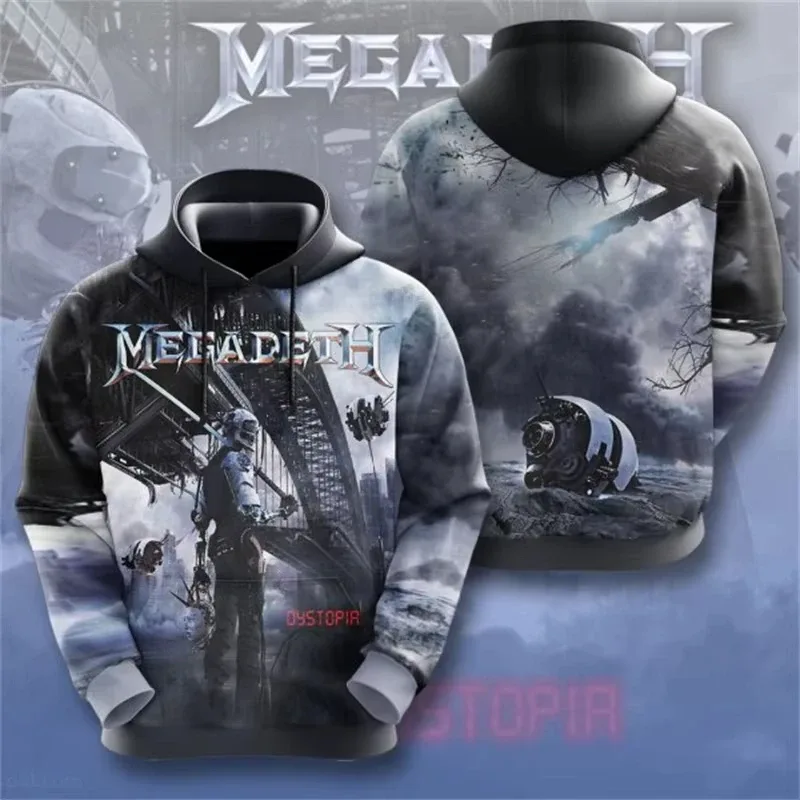 Rock Band Megadeth 3D Print Hoodies Men Women Fashion Retro Y2K Graphic Hoodie Sweatshirt Mens Clothing Men Tracksuit Gift Fan