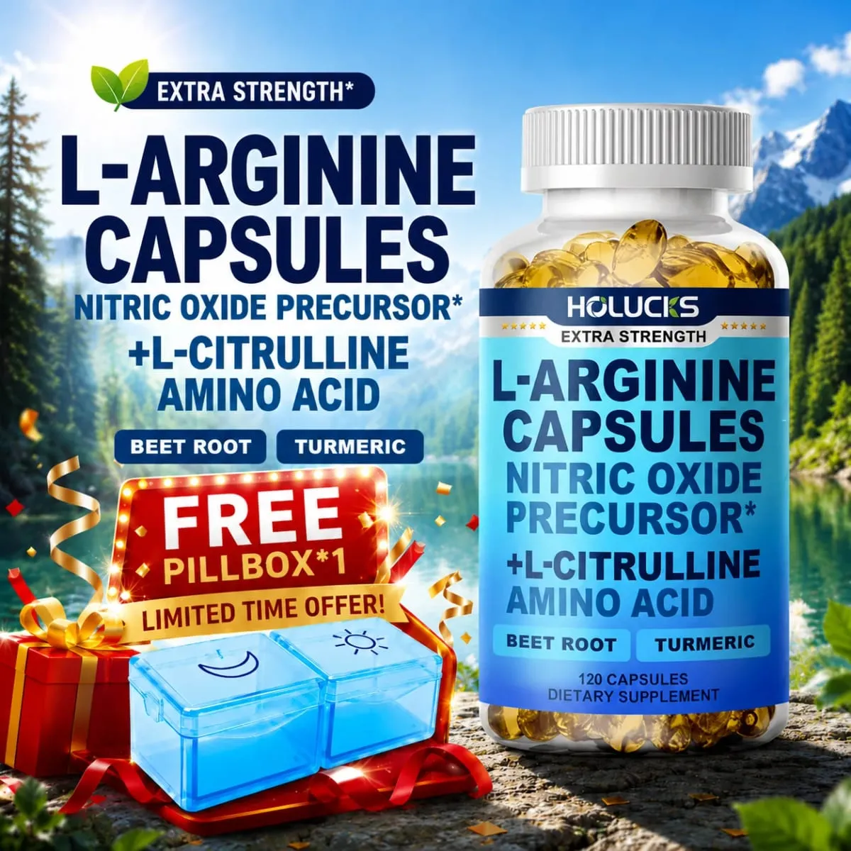 Nitric Oxide Precursor Capsules with L-Arginine & Turmeric Support Heart Wellness Reduce Fatigue & Build Lean Muscle