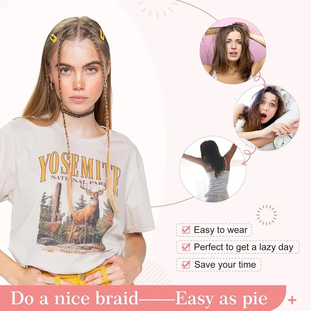 4pcs Synthetic Box Braids Clip In Hair Extensions K-POP Long Hair Braid Extensions For Party Use Y2K Hair Accessories