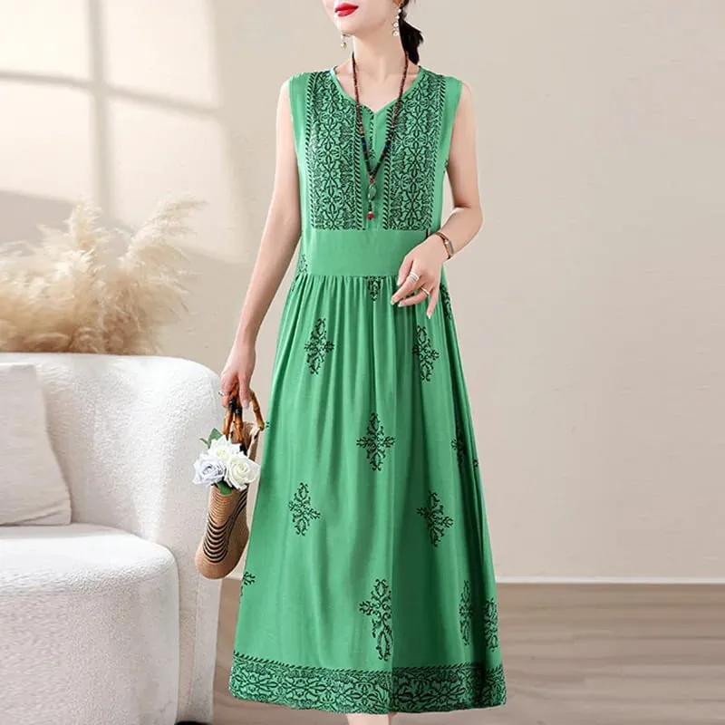 New Fashion 2026 Casual Summer Clothes Dresses For Women Vintage Dress V-neck Fashion Plus Size Women Clothing — image 15