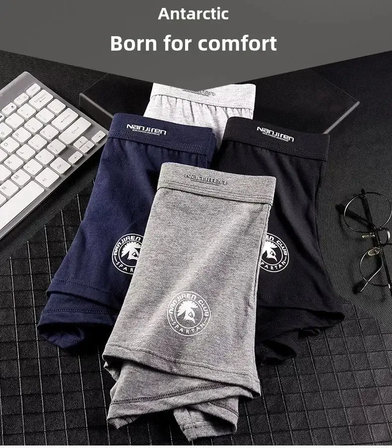 4-pack herrboxershorts i plusstorlek bomull anti-skavunderkläder Stora och långa Andas lös passform, elastisk midjeband Boxershorts