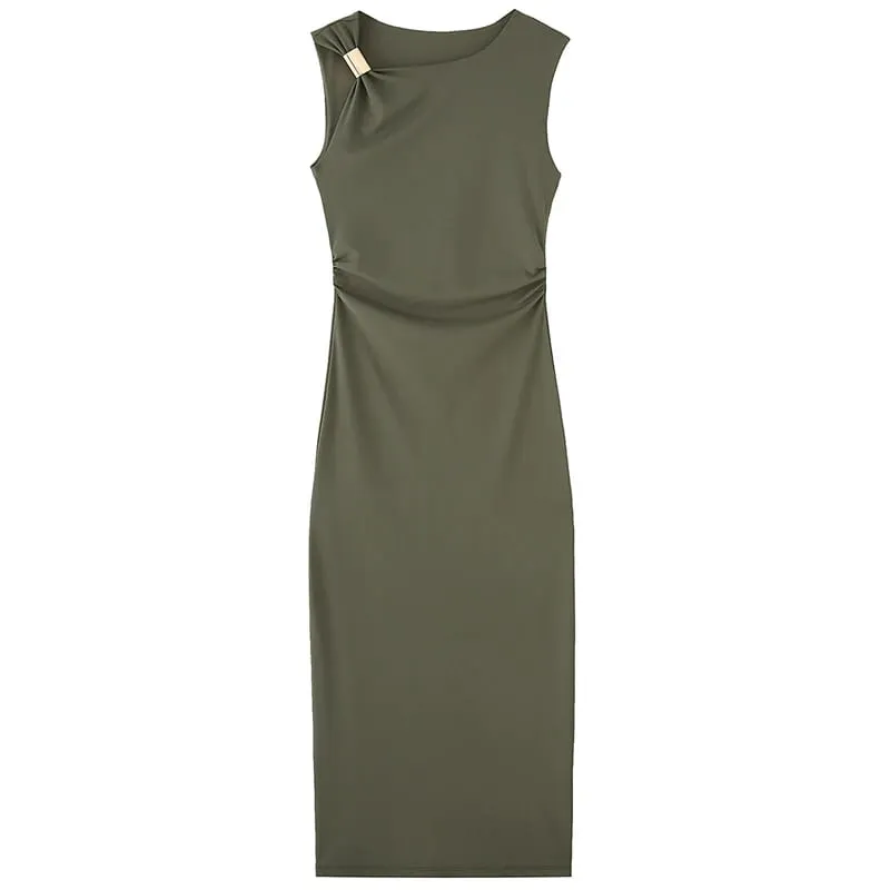 Mulheres babados bodycon vestidos verde preto vestido de verão mulher sexy sem mangas vestidos longos assimétrico espartilho vestidos 066
