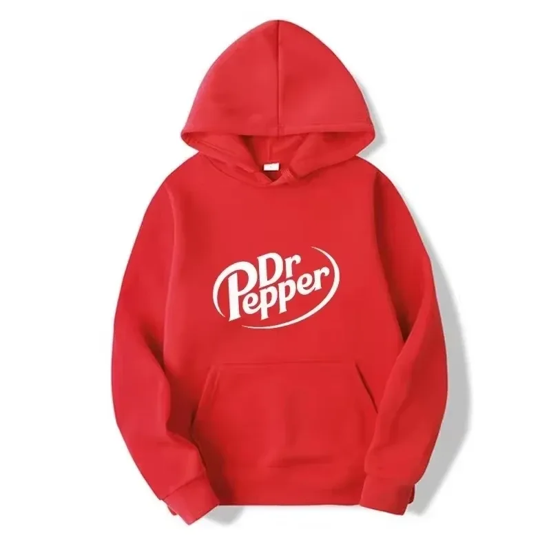 Autumn Warm Dr Pepper Letter Printed Hoodies Street Men Fashion Fleece Sweatshirts Casual Unisex Pullover Tops Fashion Tre