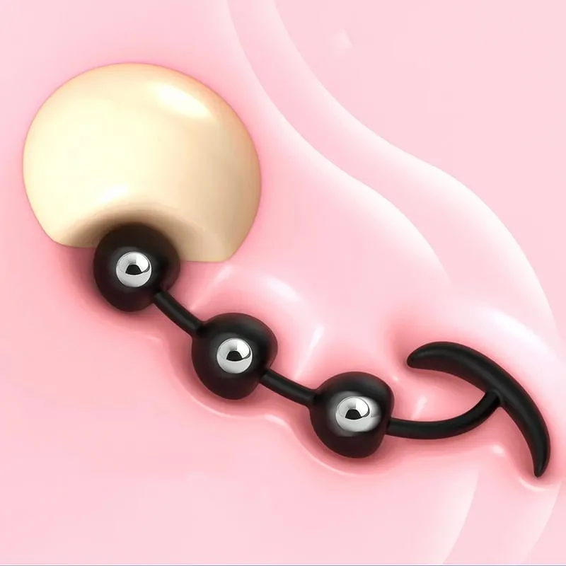 【S】Wearable Anal Plug with Built-In Steel Balls Vaginal Butt Plug Anal Dilator Prostate Massage G Spot Stimulator Adult Sex Toy