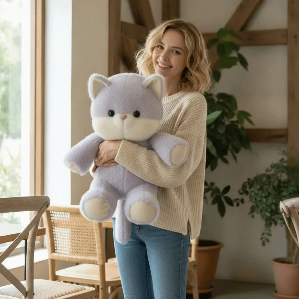New Design Soft Cat Stuffed Animal Plush Pillow Emotional Support 17.7inch Stuffed Animals Plush Cat Pattern Cute Stuffed Toys