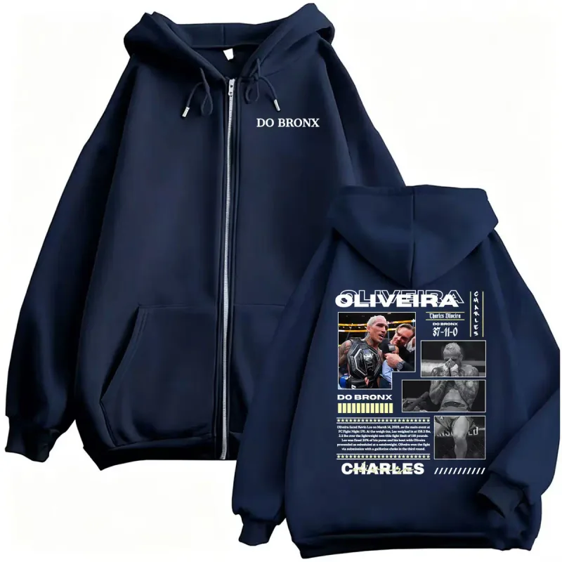 Do Bronxs Charles Oliveira Sweatshirt Jacket Coats Men Women Violence Aesthetic Zipper Hoodies High Quality Fleece Zip Up Hoodie