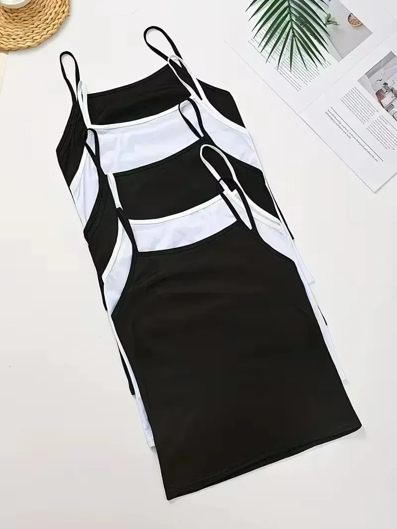 Y2K Women Tank Top Vintage Denim Star Pendant Graphic Spaghetti Strap Camisole Summer Beach Sleeveless Black White Vest Shirt