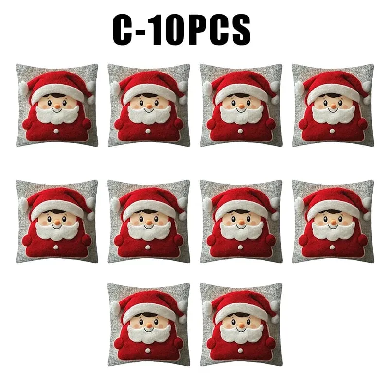 Christmas Character Cushion Cover Snowman Reindeer Digital Print on Stretch Fabric for Festive Home Decor