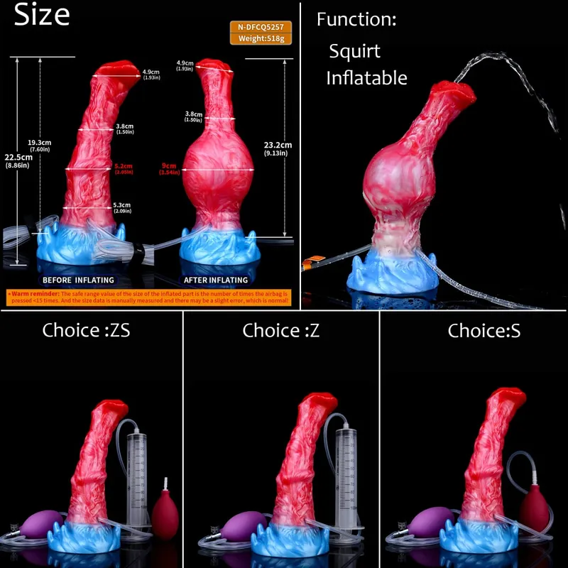 Silicone Inflatable Ejaculation Knot Dildo Adjustable Girth Squirting Fantasy Horse Penis Adult Sex Toys Anal Dilator