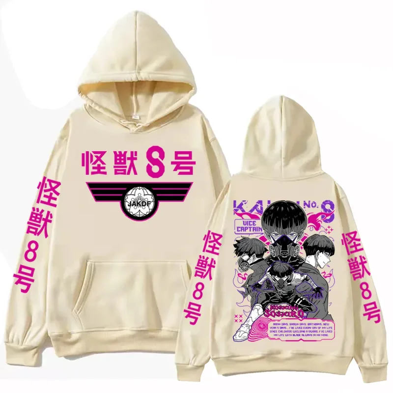Anime Kaiju No 8 Soushirou Hoshina Cartoon Hoodies Oversized Hooded Sweatshirt Long Sleeves Cotton Hoodie Men Women Clothes