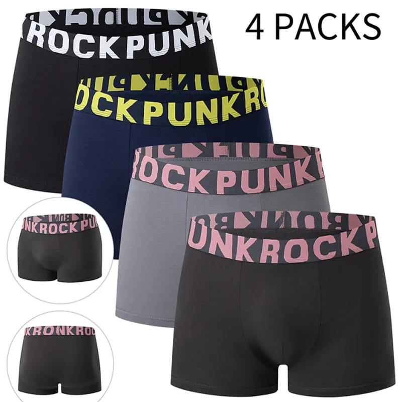 4 Piece Set Of Men's Cotton Comfortable Soft And Versatile Underwear Plus Size Casual Boxer Shorts Sports Cycling Base Shorts