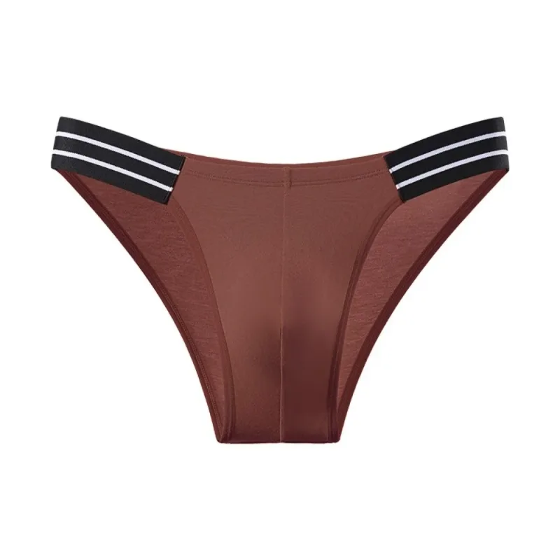 Underpants Lingerie Men's Triangle Panties Stripe Breathable Men Thin Briefs Mid Waist Large Size Underwear for Men Gifts