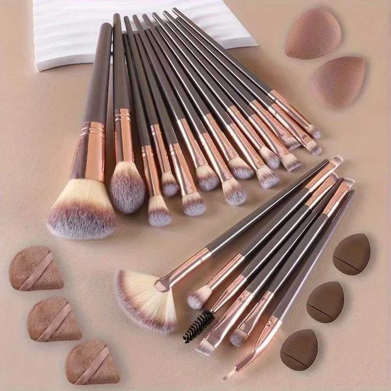 28pcs Ultimate Makeup Brush Set with Large Powder Blush Contour Foundation Concealer & Eyeshadow Brushes - Includes Water Dr