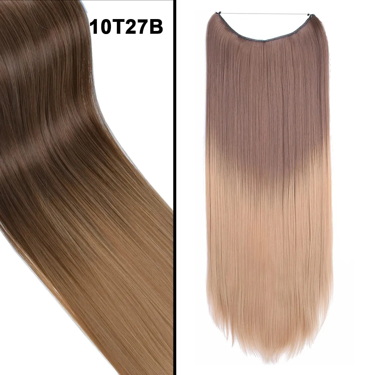Jeedou Wavy Hair Extension Elasticity Invisible Wire Fish Line One Piece No Clips Synthetic Hairpieces Ombre Color For Ladies