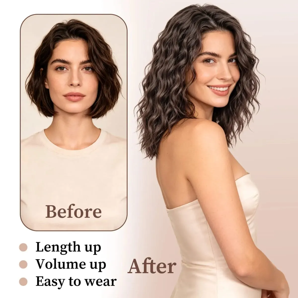 Synthetic clip in hair extensions 12inch water wave clip in hairpieces for women ladies daily party holiday