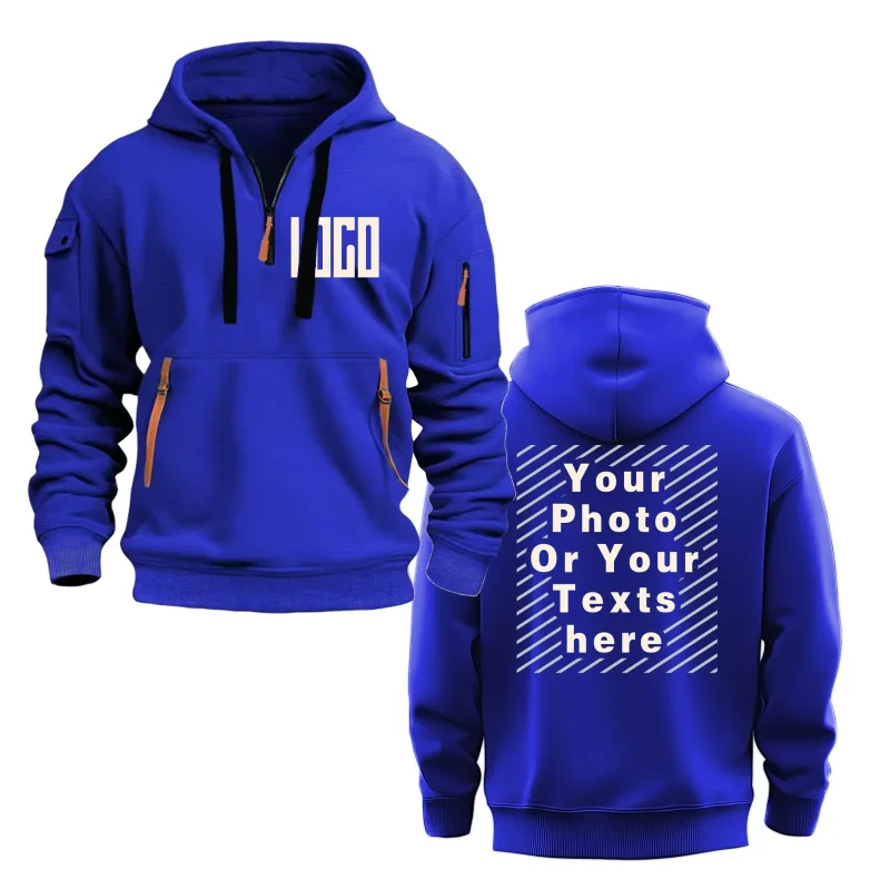 Men's and Women's Custom Printed Hoodies Loose Casual Sportswear Zippered Long-sleeved Hoodies with Pockets on the Sleeves