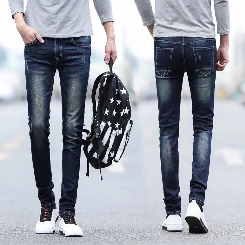 Spring and Autumn Fashion Trend Solid Color Retro Sports Straight Leg Jeans Men's Casual Comfortable Elastic High-Quality Jeans