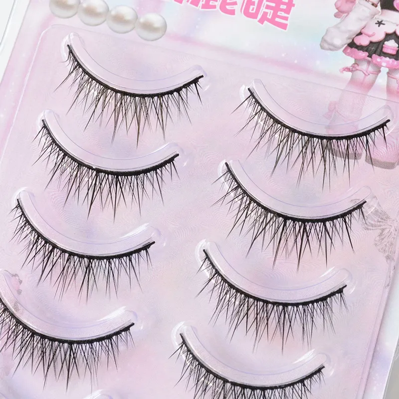 5 Pairs Baby Straight Lashes Hard Band False Eyelashes Natural Fish Tail Design for Cosplay Daily Makeup manga eye lashes