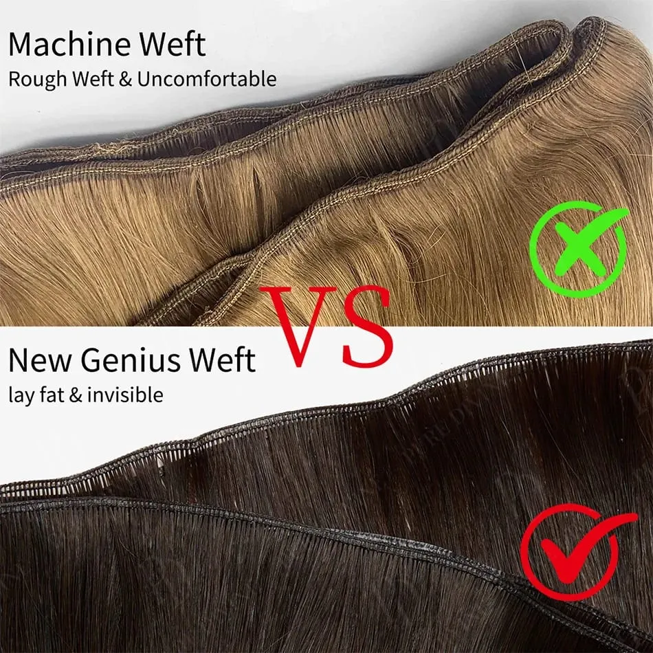 Hot Sale Genius Weft Human Hair Extensions 50g/pc Double Drawn Balayage Blonde Full End Invisible Straight Virgin Remy Hair 15A