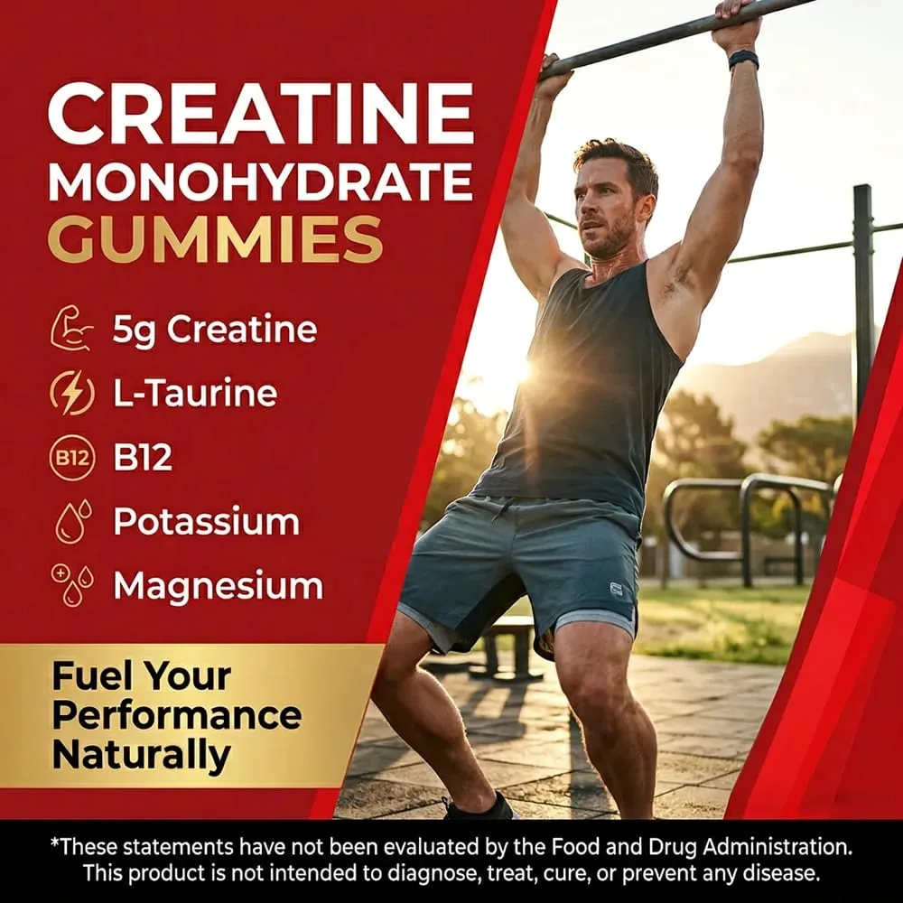Creatine Monohydrate Gummies 5000mg Pre & Post Workout na Suporta para sa Lakas at Pagbawi ng Muscle Build Muscle Mass Vegan
