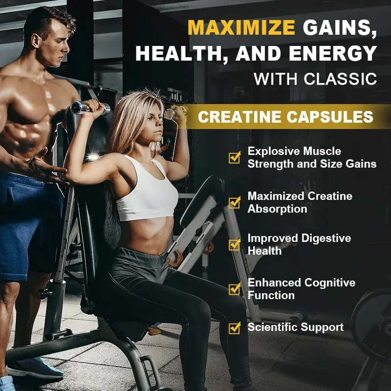 Creatine Monohydrate Capsules | Creatine Pills Supports Workout Recovery Lean Muscle Gain Performance，Creatine Supplements