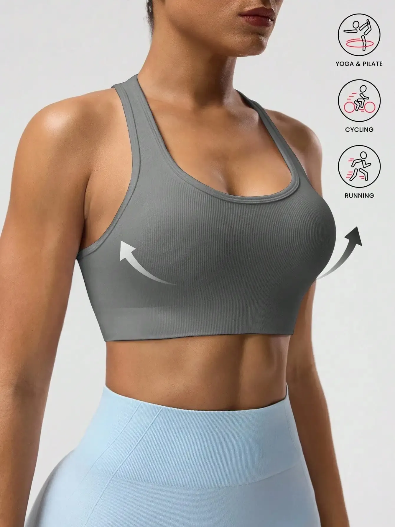 Seamless One-Piece Sports Bra with Wire-Free Support Bust Enhancement and Backless Design for Yoga and Outer Wear