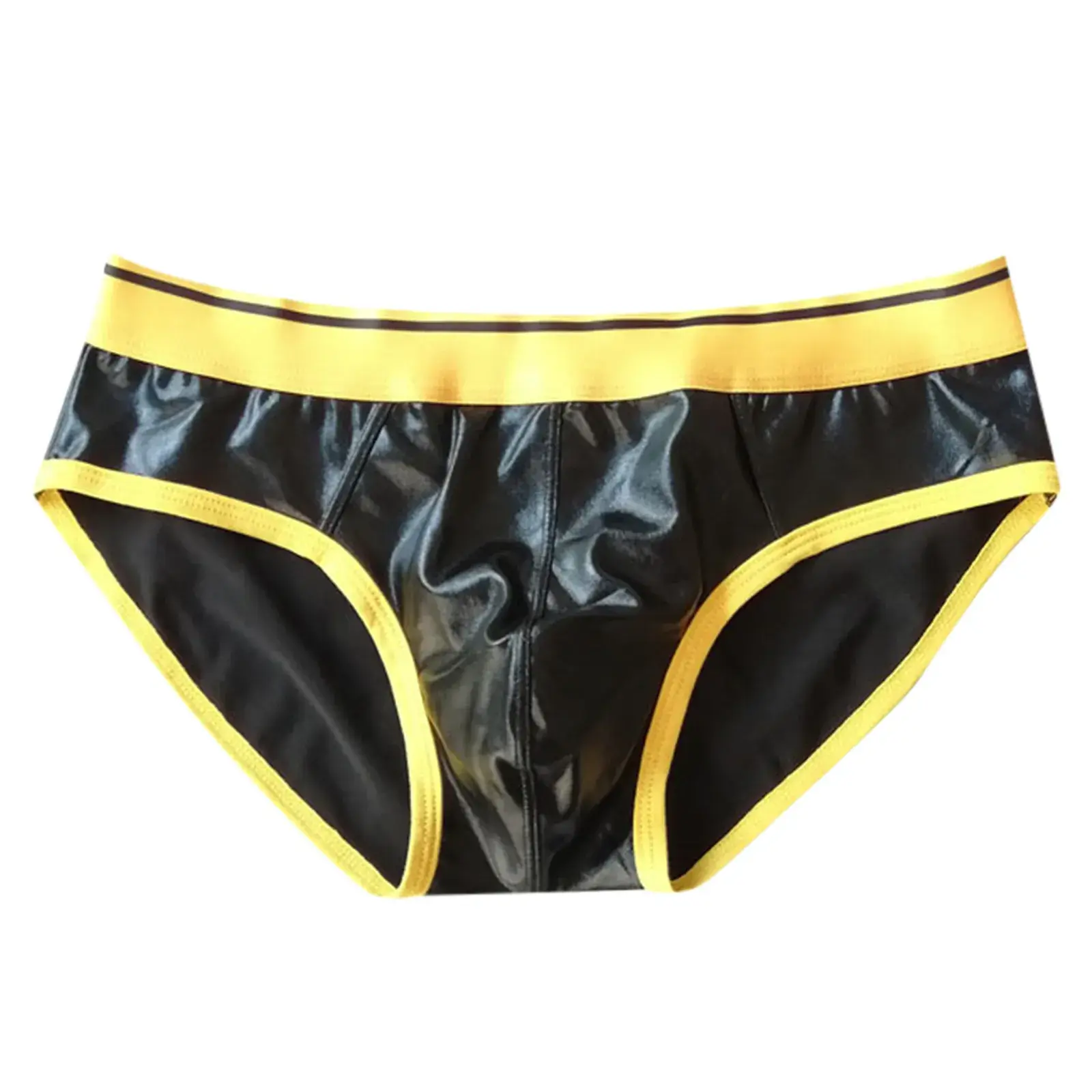 Mens Triangle Pants Faux Leather Sexy Reflective Gold Fun Underwear Elastic Tight Pants Cool Underpants Japanese Man Underwear