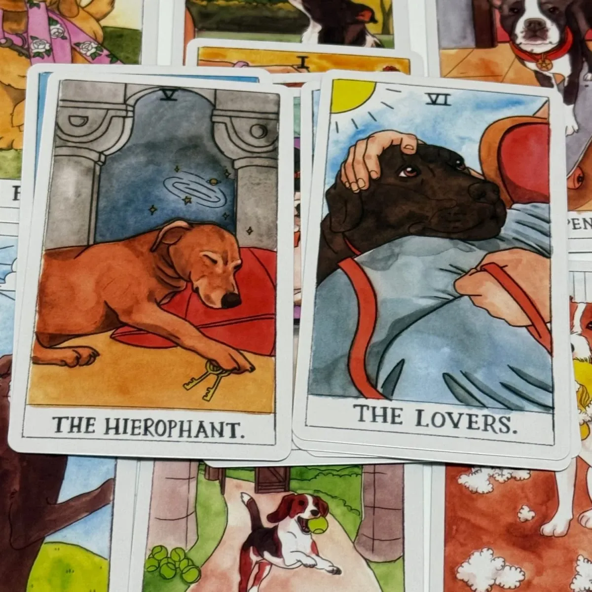 Dog Tarot Deck Cute 78PCS Waite Tarot Cards Canine Watercolor Illustrations - Unique Dog Lover Gift