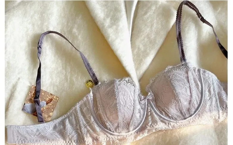French Half Cup Rabbit Ear Bra Set Hot Sale Strapless Non‑Slip Minimizer Side Support Anti‑Sag 32‑38 Women Lingerie