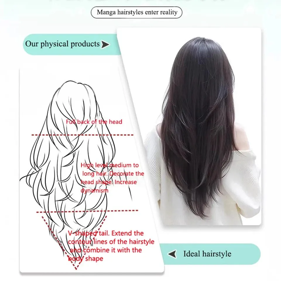 Synthetic Wig One-piece Straight Wig Layered Extension Wig Korean Fluffy Hair Piece Extension Wig For Women Christmas New Year