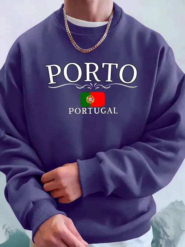 Porto Portugal Letter And Flag Print Clothes Unisex Warm Casual Hoody Street Sports Sportswear Fleece Thicken Streetwear Man