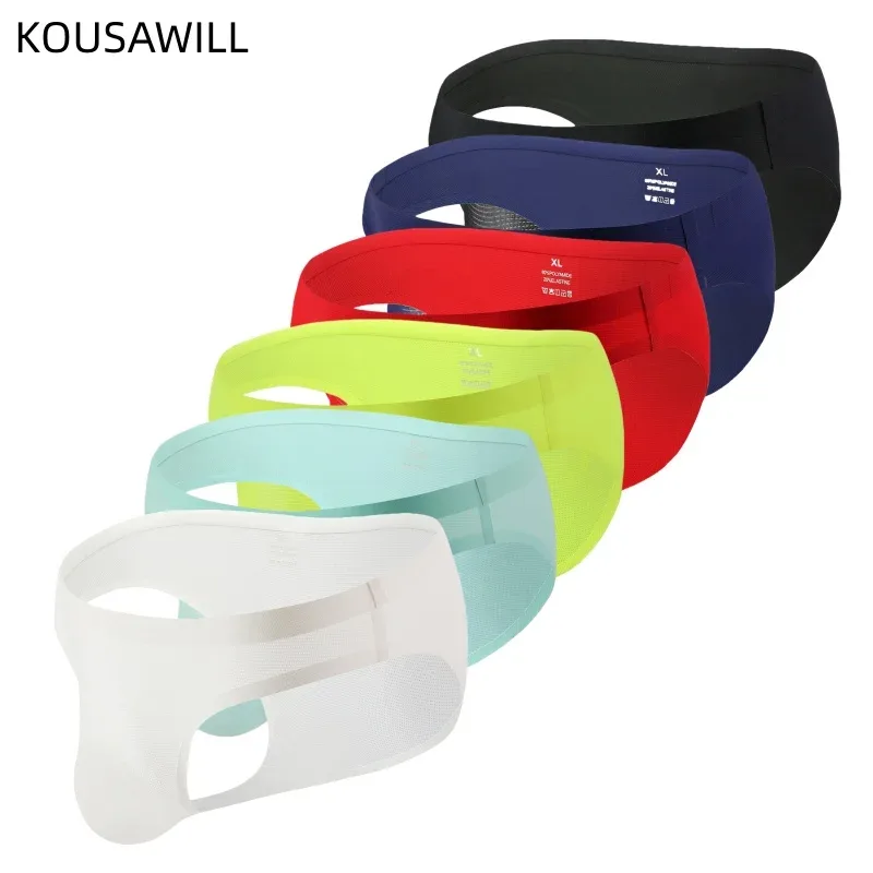Seamless Briefs Underwear for Men Ice Silk Sexy Underpants Cuecas Ultra-thin Mens Bikini Seamless Lingerie Hombre Slip Male