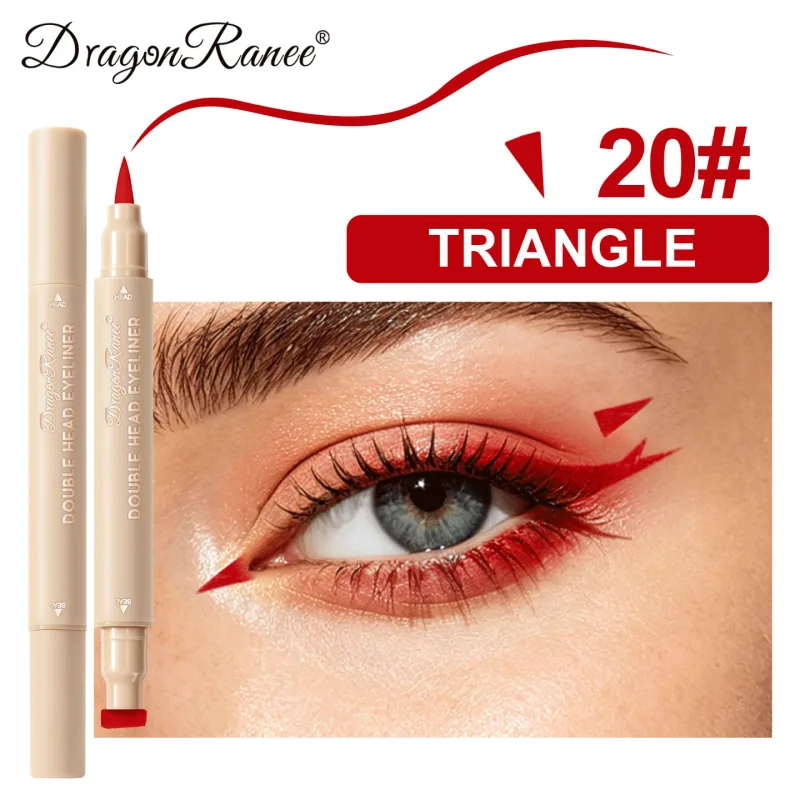2-in-1 Dual-Ended Stamp Eyeliner Pen 20 Colors Waterproof Liquid Eyeliner with Stamp Tip Quick Dry Eye Makeup for Beginners