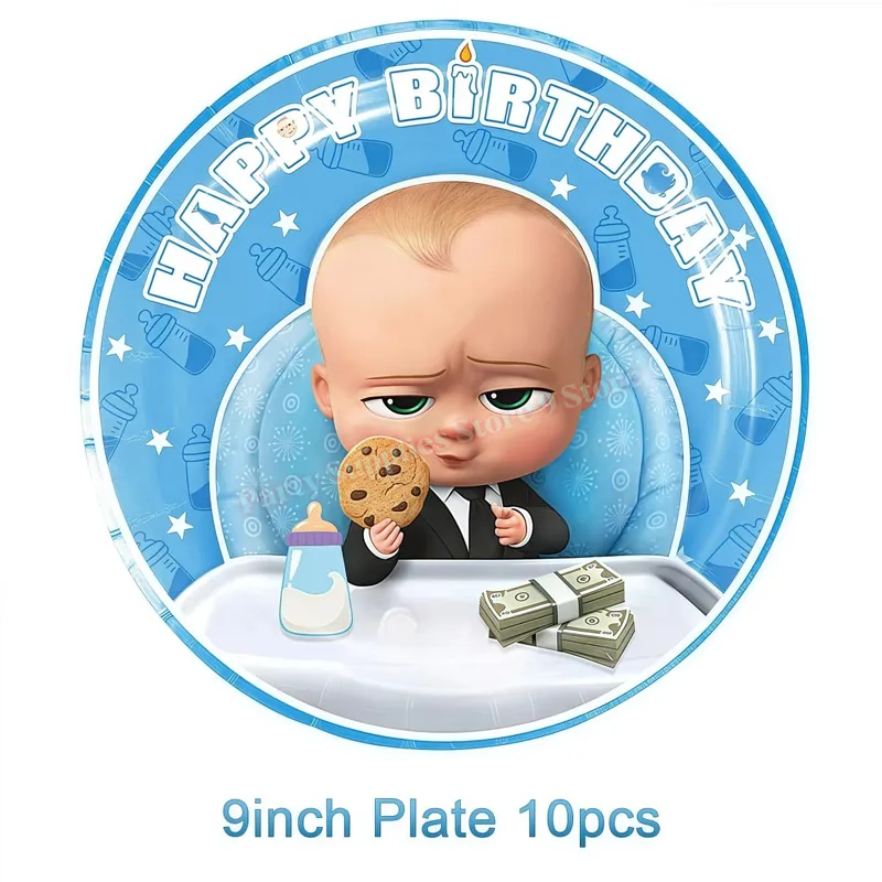 Bossed Baby Theme Newborn 1st Birthday Party Decoration Paper Plate Cup Balloon Banner Kid Boy Favors Baby Shower Event Supplies