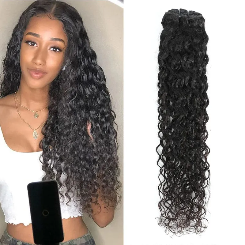 Water Wave Clip In prodlužování vlasů Lidské vlasy Brazilské lidské vlasy 8 kusů a 120 g/sada Natural Color 12-26 Inches Remy Hair