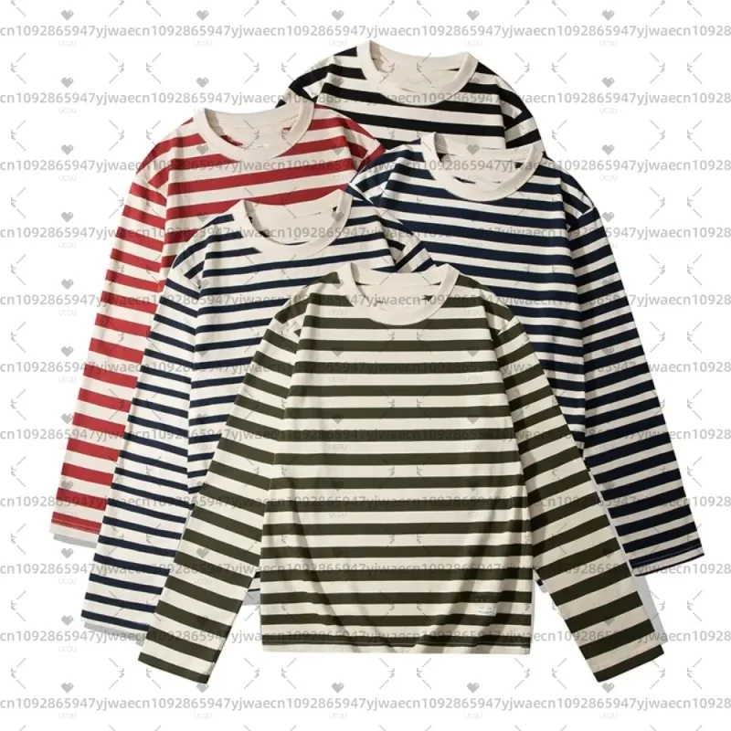 2026 spring Striped Long Sleeve hoodies For Men And Women Couple Classical Round Neck t-shirt Pullover sweatshirt men clothing