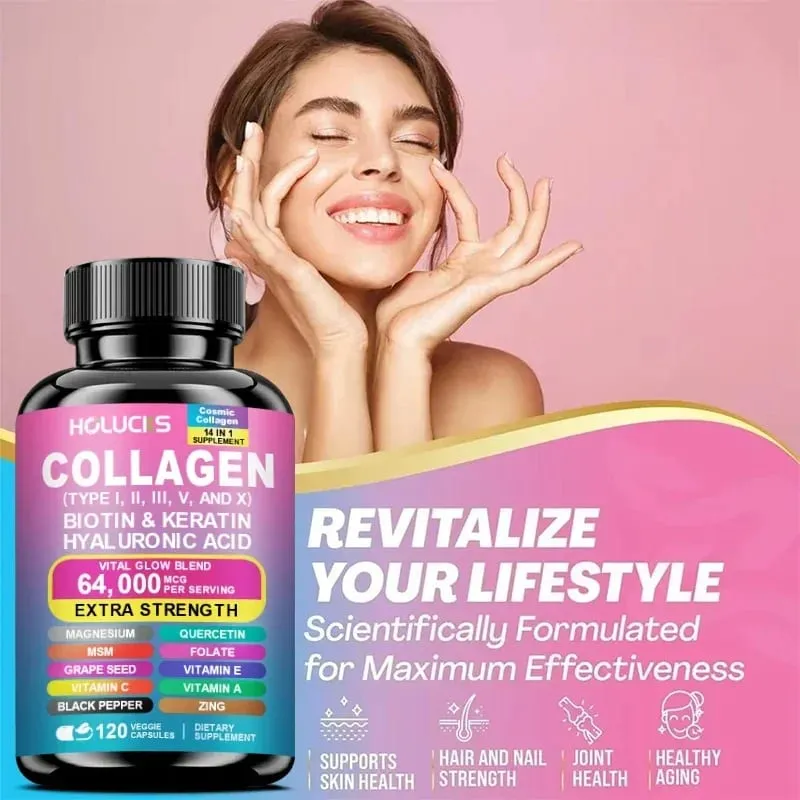 Organic Collagen Capsules Biotin Keratin Skin Care Product Booster-Skin Nail Hair Care Anti Aging Whiteningand Joint Supplement