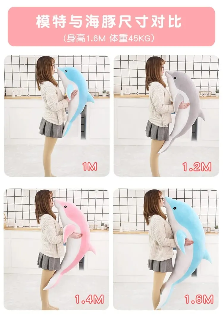 Children Dolphin Pillow Doll Sleeping On Bed Girl Doll Birthday Gift Ocean World Plush Toy for Kids Large Doll Peluches Gifit