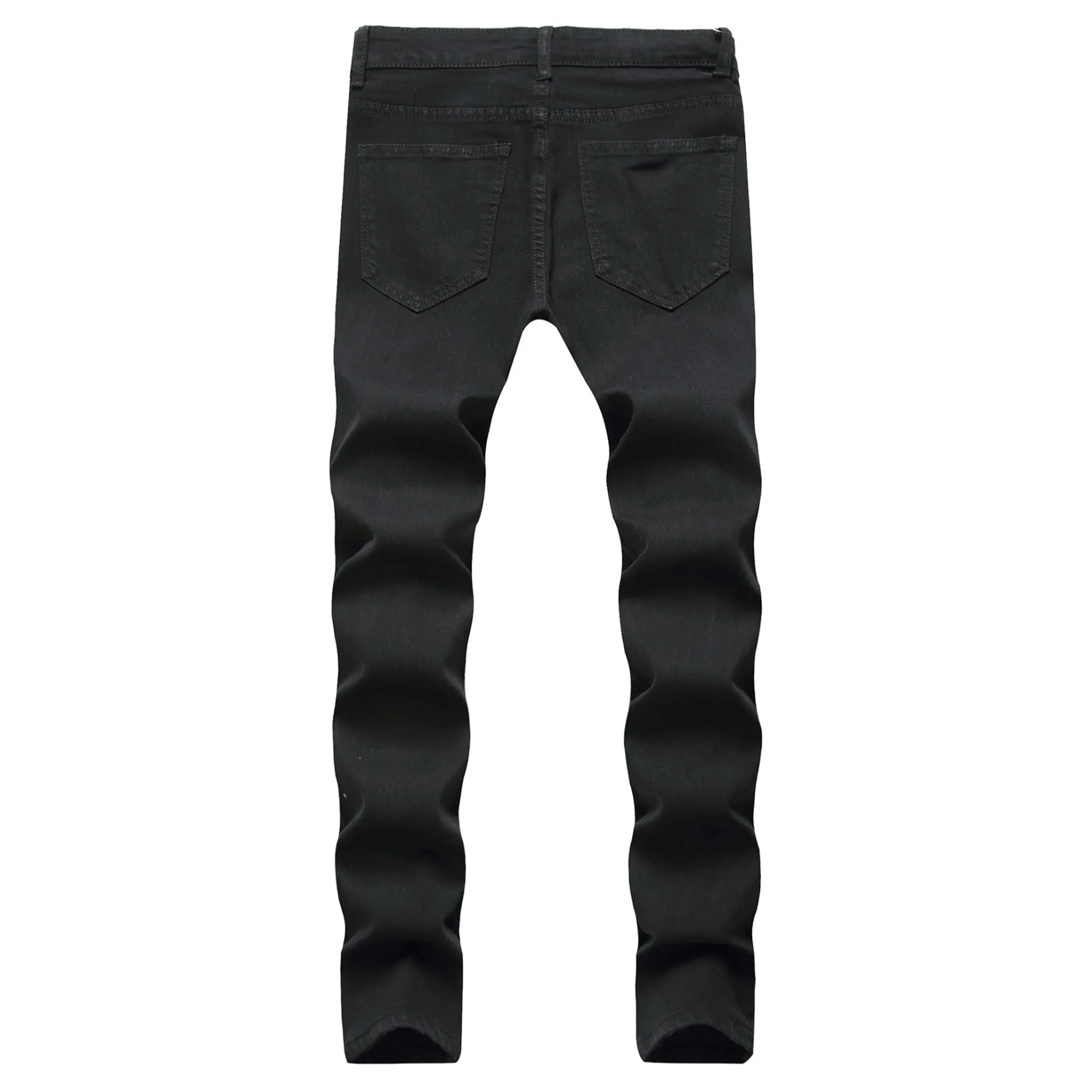 Skinny Co Giãn Quần Jeans Rách Nam Đau Khổ Kpop Slim Fit Quần Denim Mỹ Phong Cách Đường Phố Rock Hip Hop Trắng Quần Tây Đen
