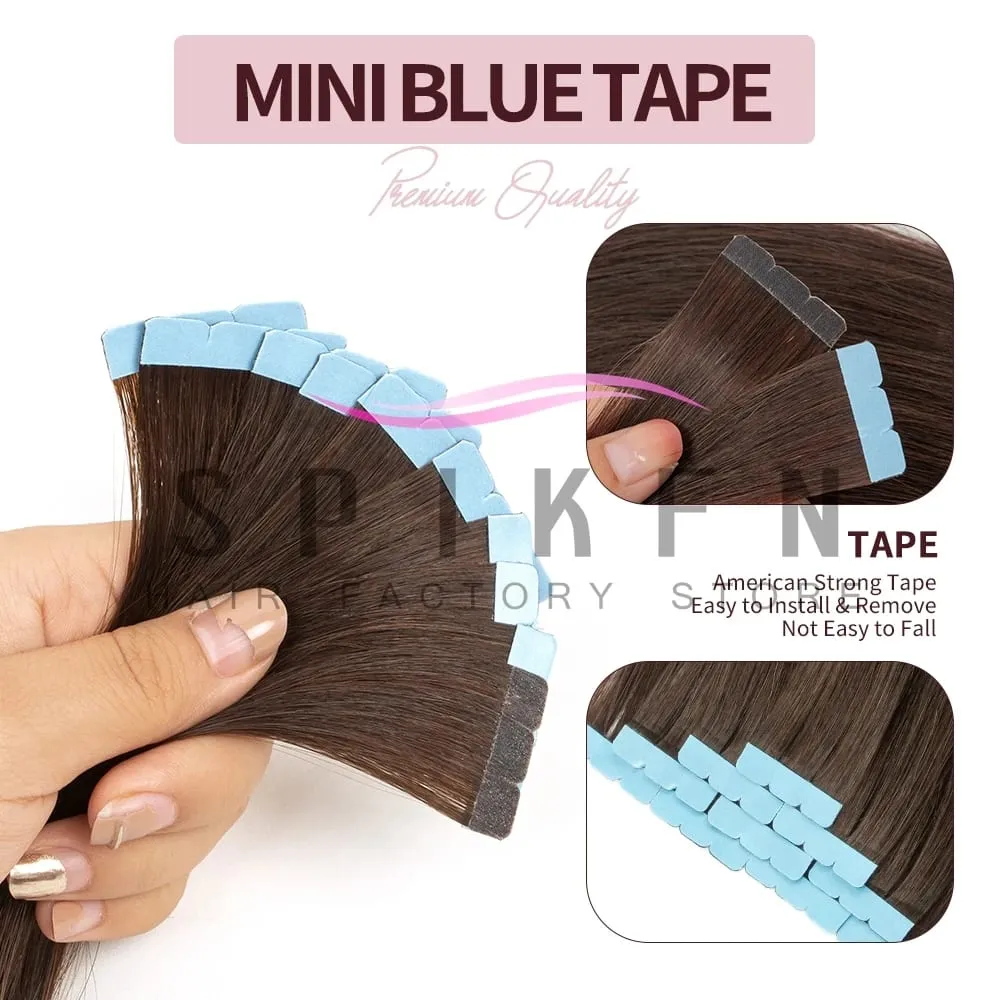 12"-20" Mini Tape Hair Extensions Machine Remy Skin Weft Adhesive Tape In Human Hair Natural Black Brown Blonde Straight 10pcs