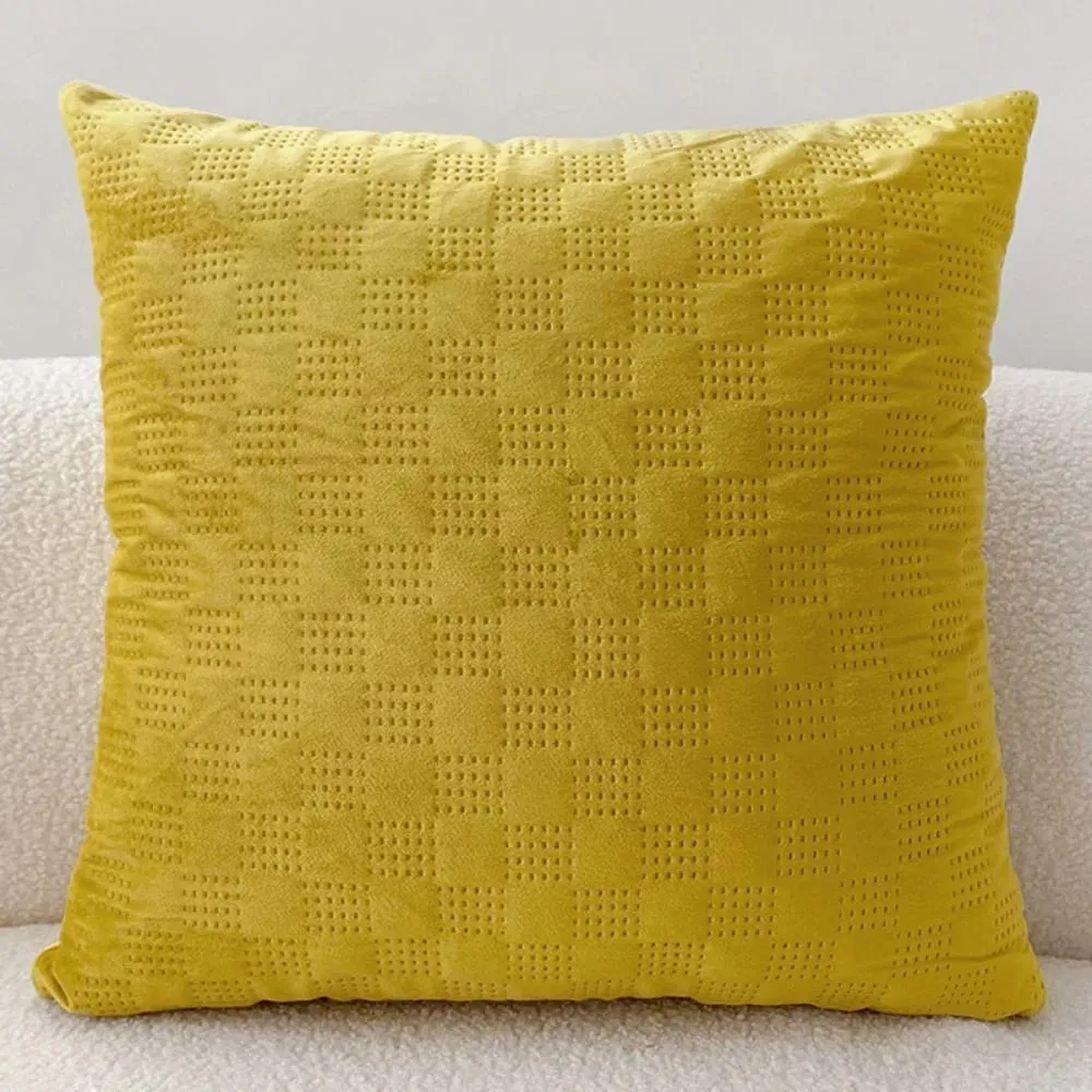 Mall Nordic Punching Process Checkered Velvet Cushion Cover 45x45cm Solid Color Decorative Throw Pillow Case for Sofa